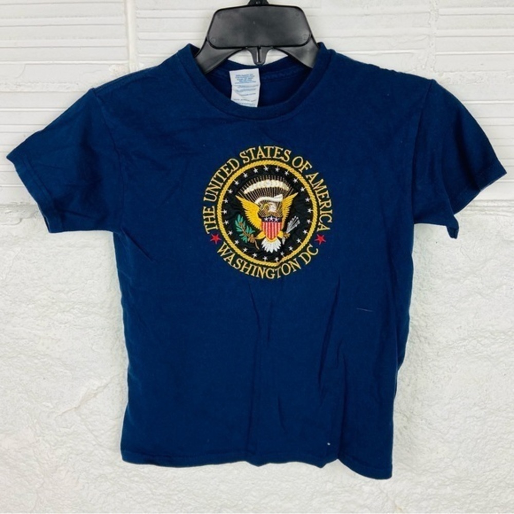 navy embroidered the united states of American Washington DC short sleeve shirt